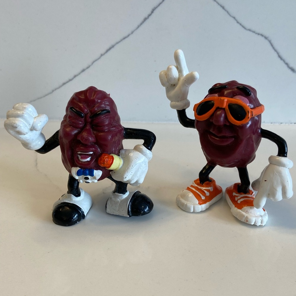 Vintage California Raisins Singer Dancer Figures 1987 Calrab PVC 3” Collectible